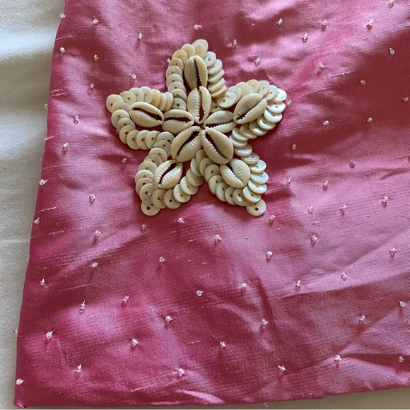 Fiori Di Zucca Pink Silk Sea Shell Embellished A Line Dress Size 8 - Picture 10 of 11